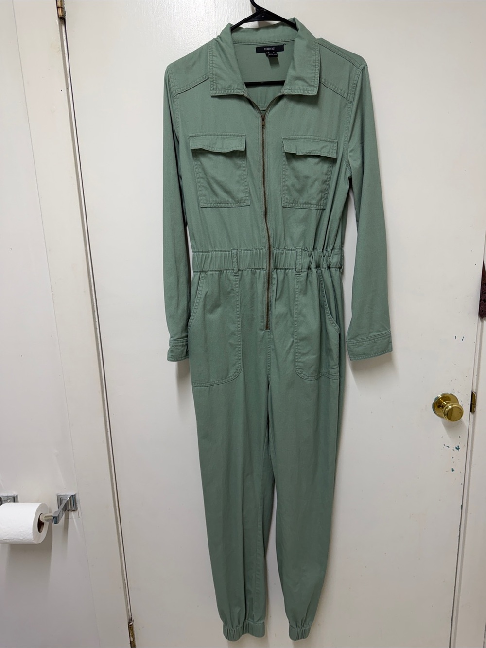 a new day Sage Green Utility Jumpsuit with Front Zip